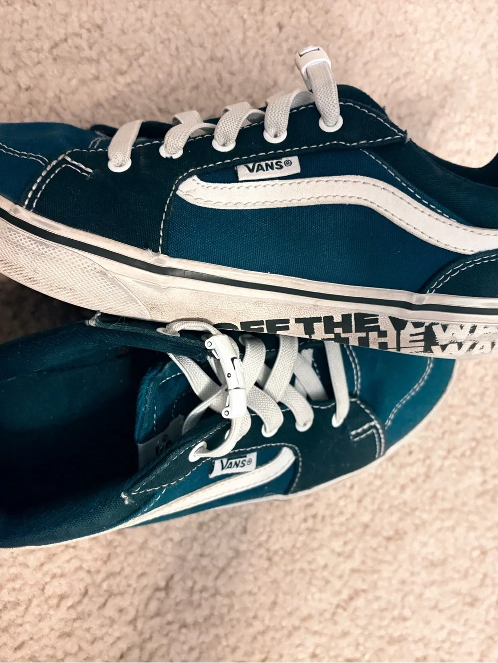 Vans Kids Teal and White Low-Top Sneakers